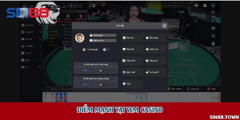 Điểm mạnh tại WM casino