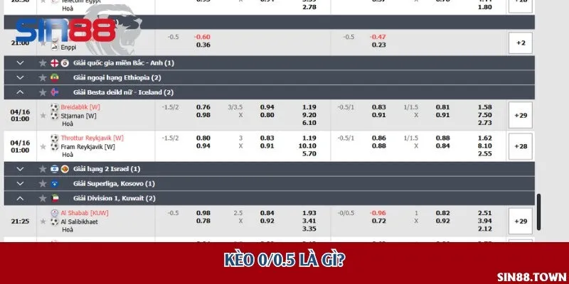 Kèo 0/0.5 là gì?